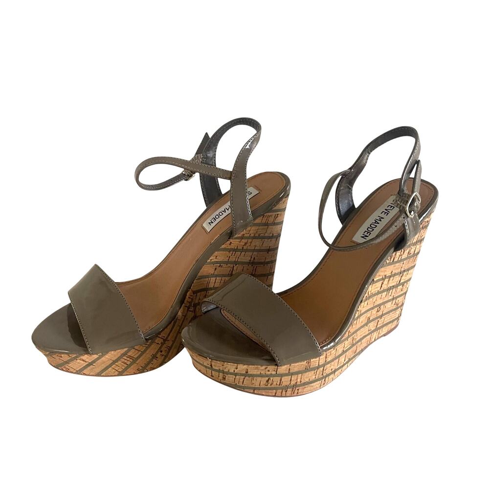 Steve Madden Sophia Taupe/Olive Wedges